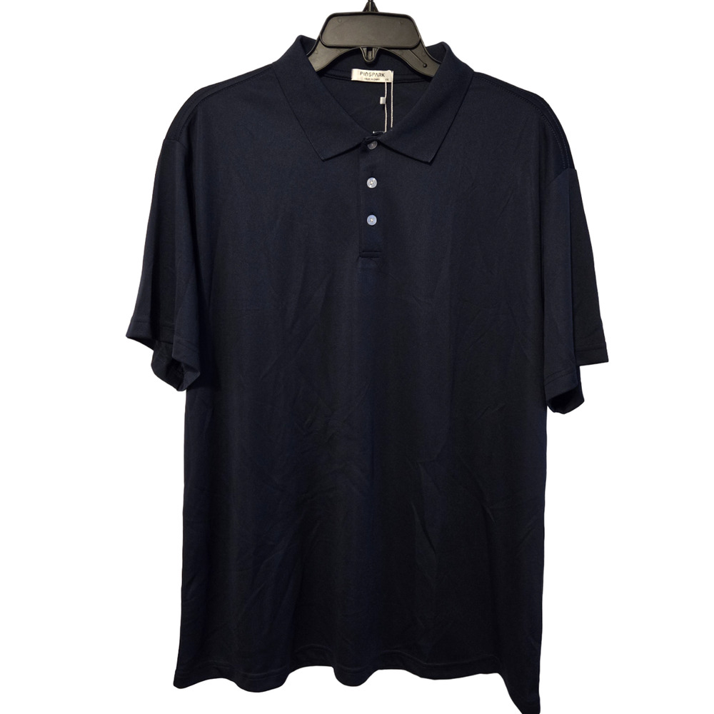 Pinspark Navy Blue Short Sleeve Knit Preppy Men's Golf Polo Shirt Size 2XL NWT